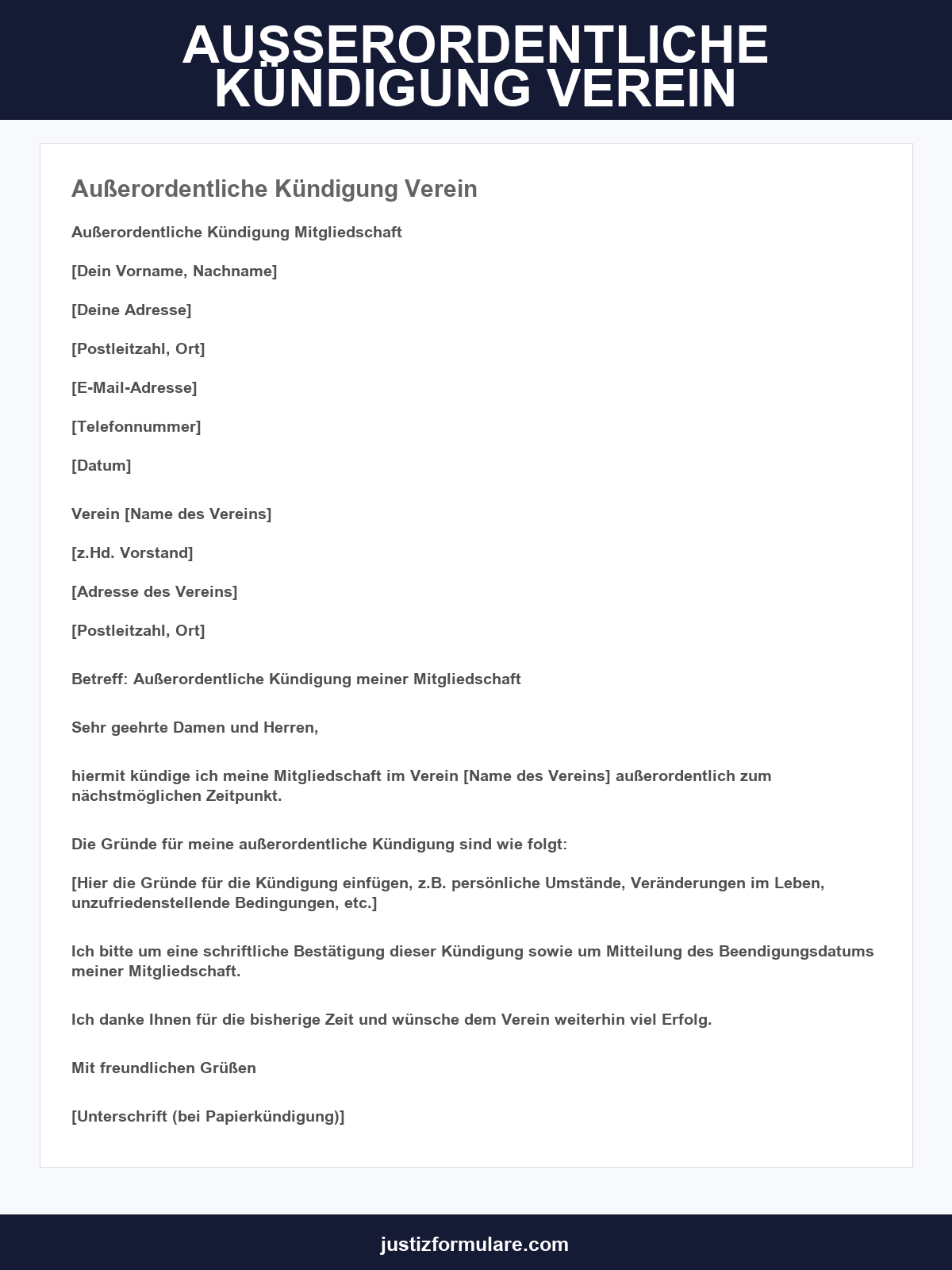 Außerordentliche Kündigung Kita Vorlage
