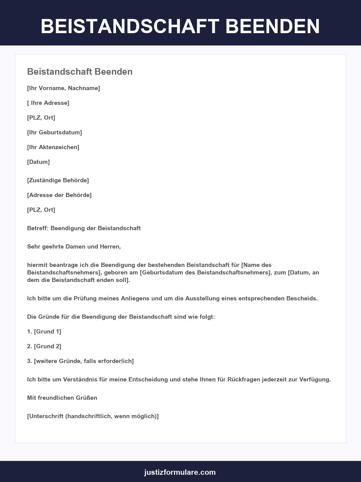 Beistandschaft Beenden Musterbrief