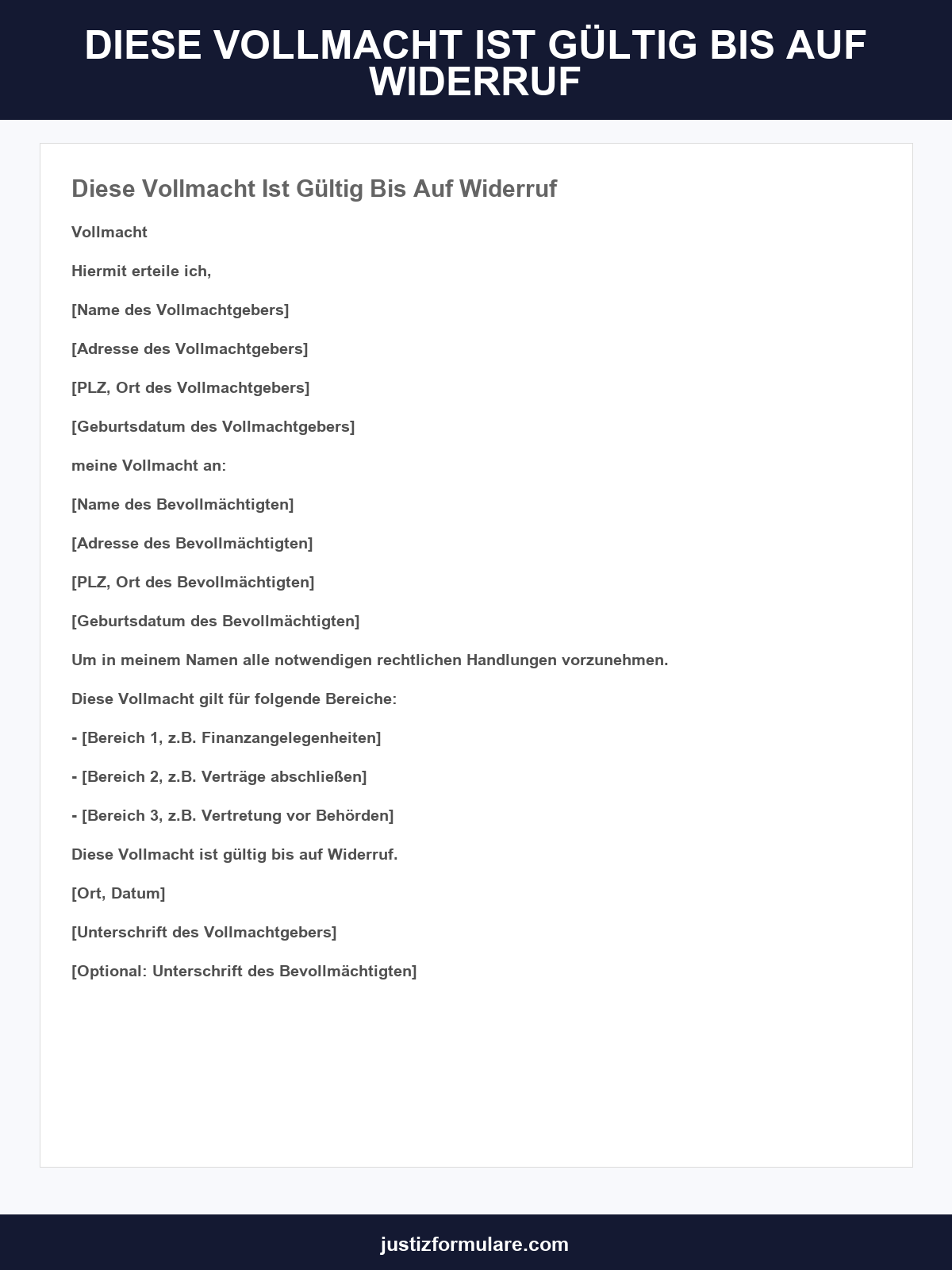 Diese Vollmacht Ist Gültig Bis Auf Widerruf