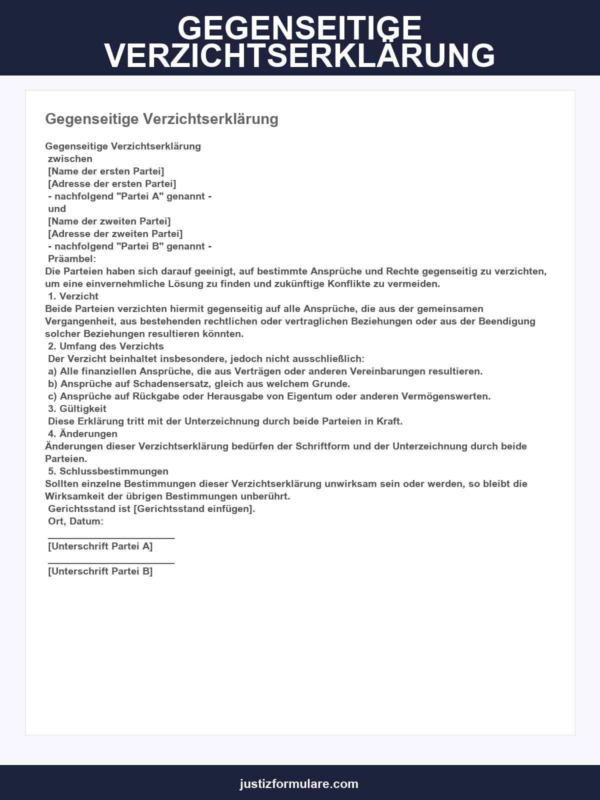 Gegenseitige Verzichtserklärung