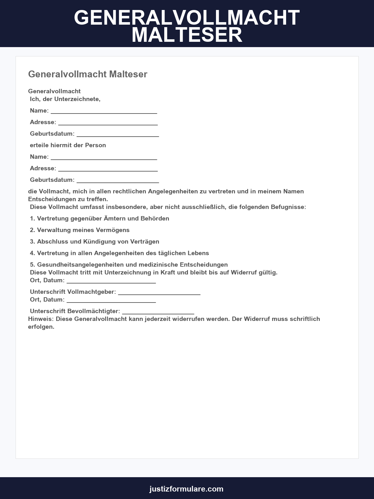 Generalvollmacht Malteser