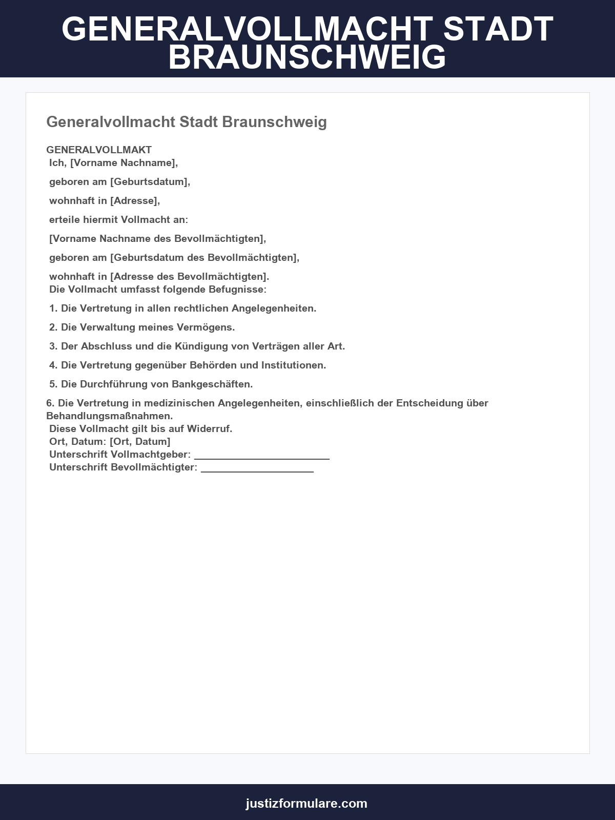 Generalvollmacht Stadt Braunschweig