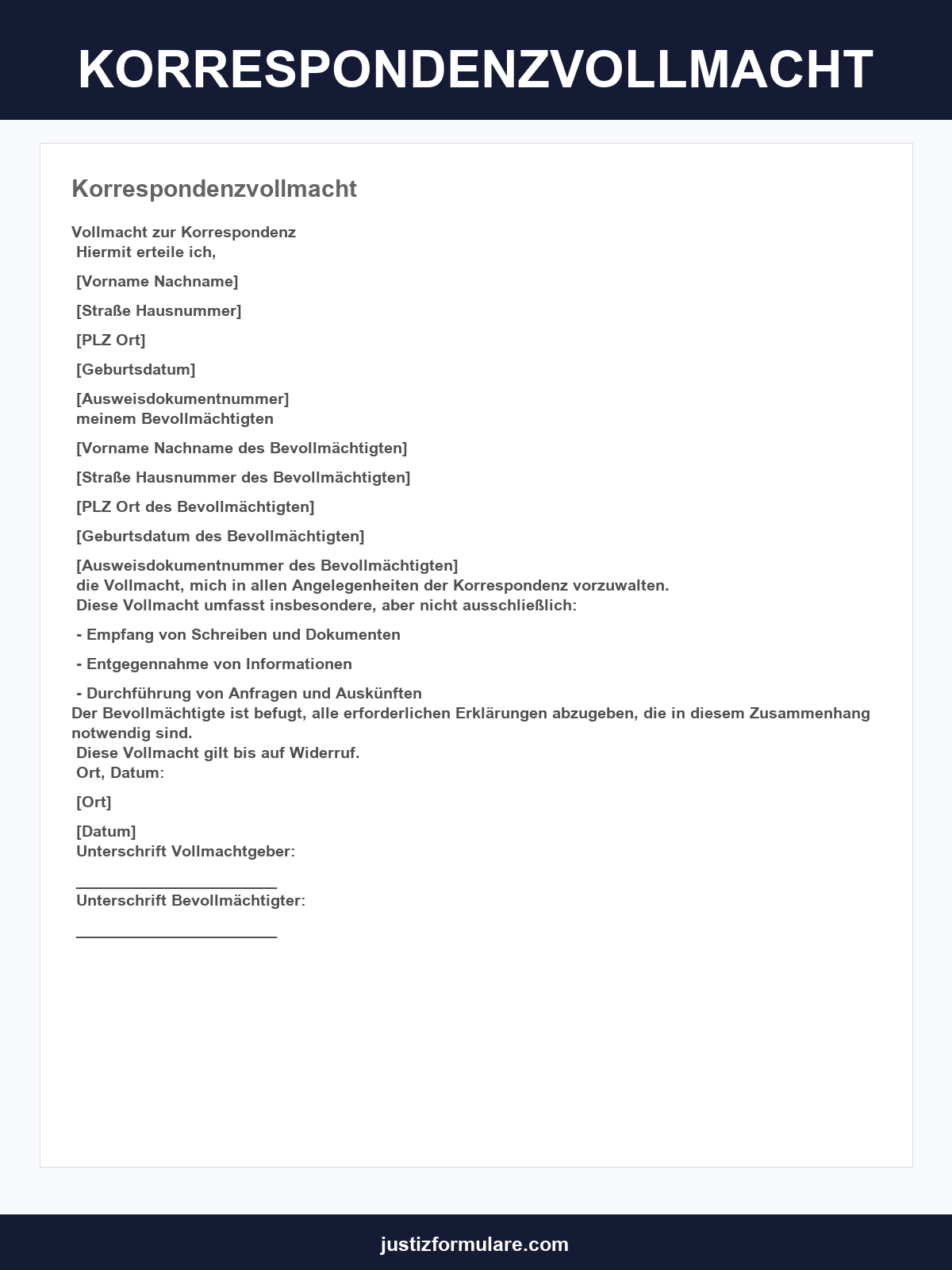 Korrespondenzvollmacht