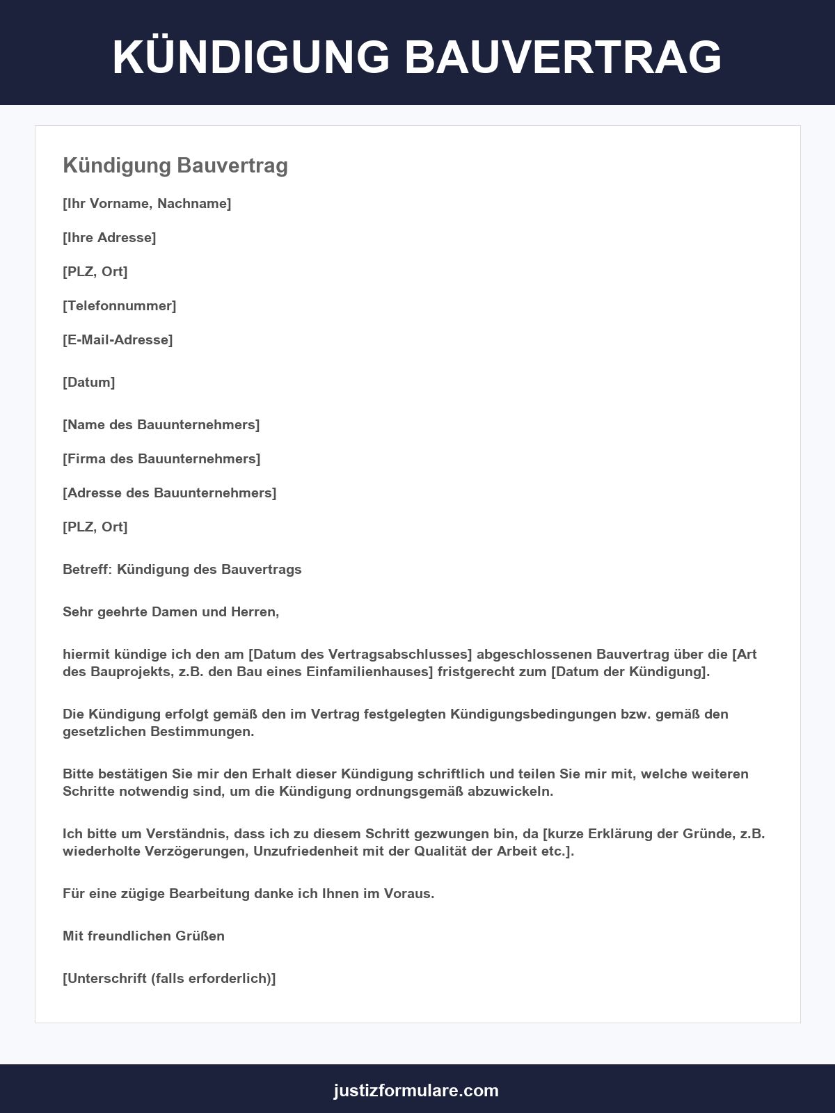 Kündigung Bauvertrag Muster