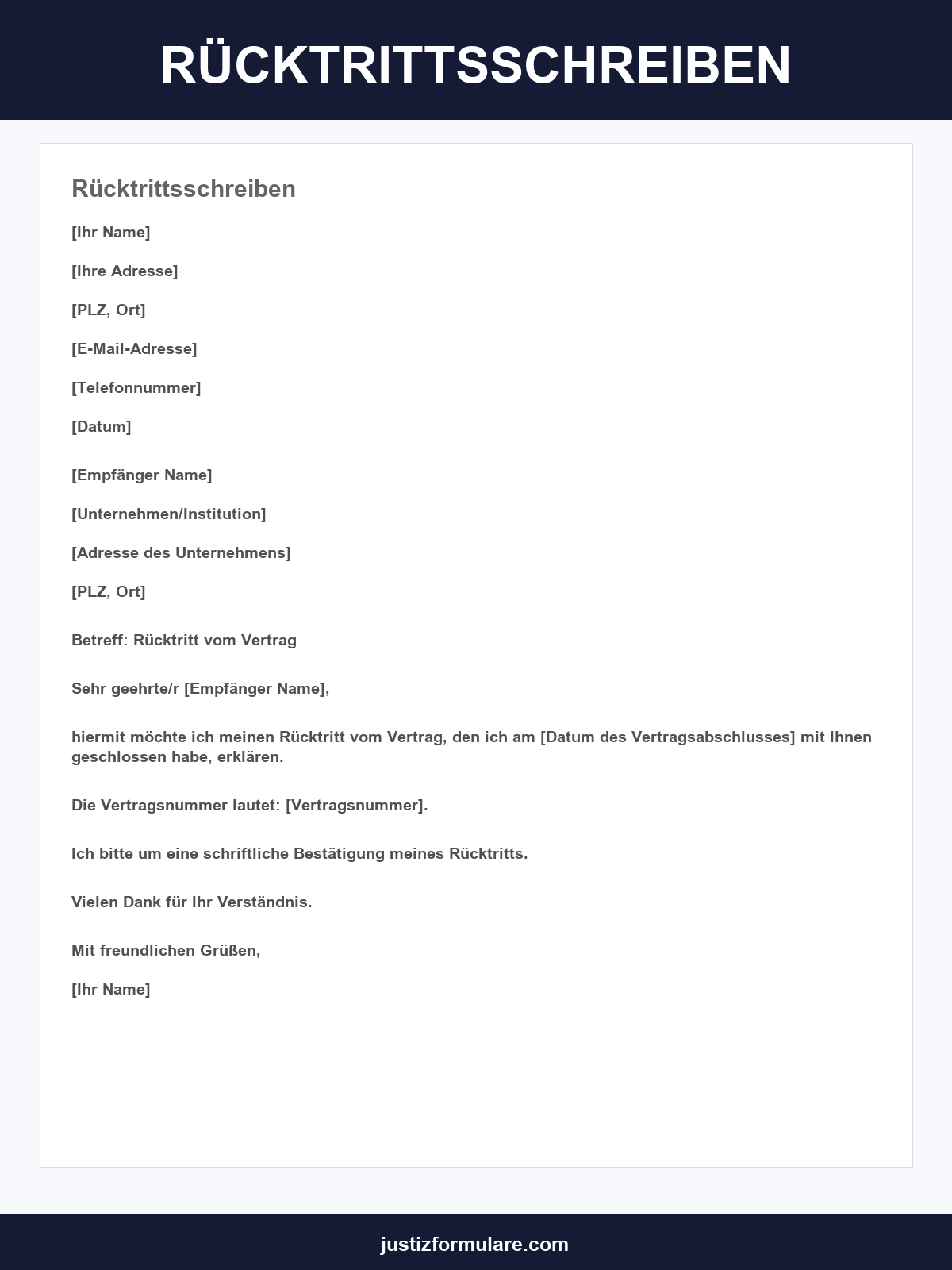 Rücktrittsschreiben Muster