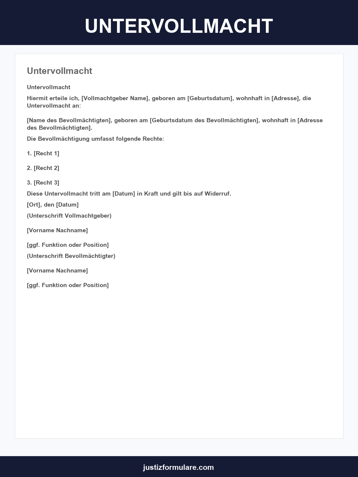 Untervollmacht Muster