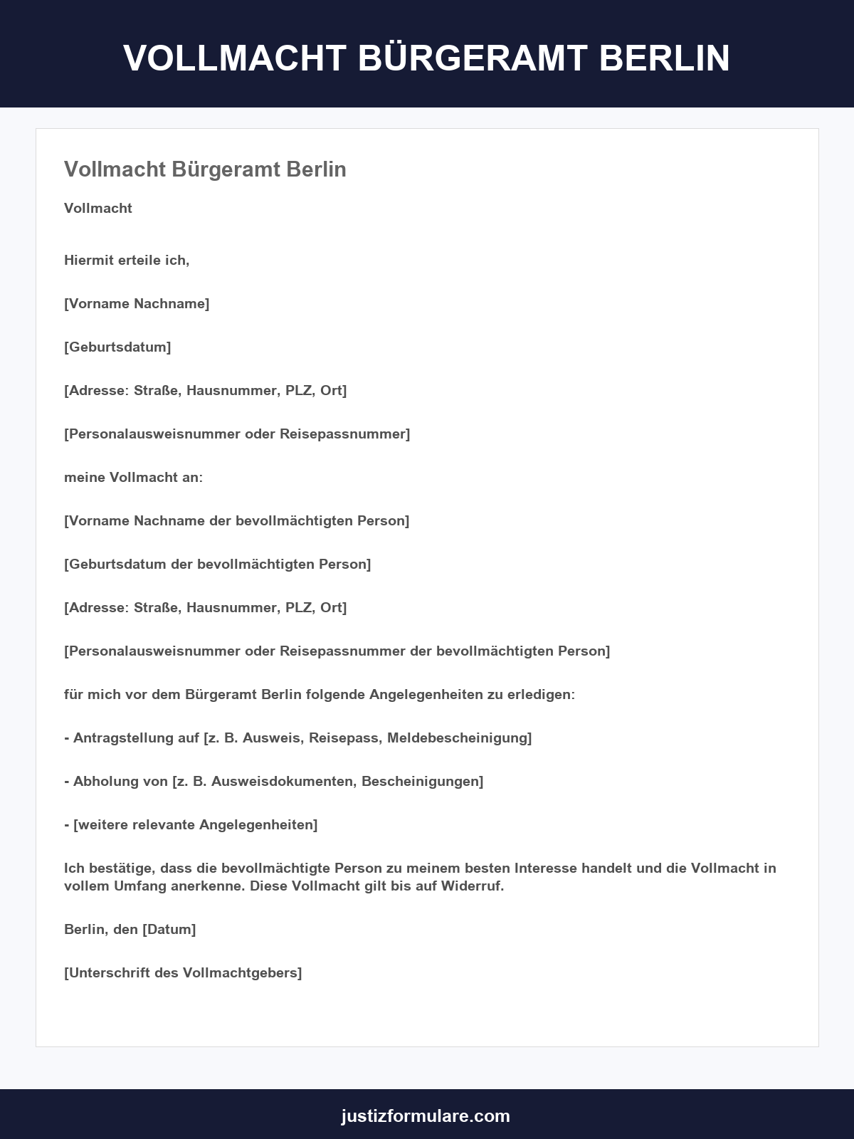 Vollmacht Bürgeramt Berlin