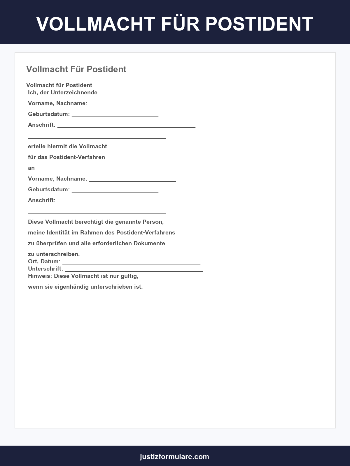 Vollmacht Für Postident